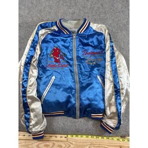 Tedman Little Lucky Devil Bomber Jacket Kids Blue Satin Reversible Streetwear XL